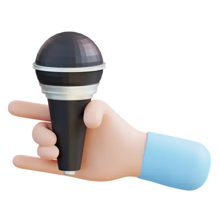 Main avec microphone  3D Icon