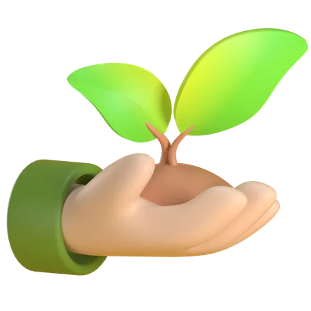 Main avec plante  3D Icon