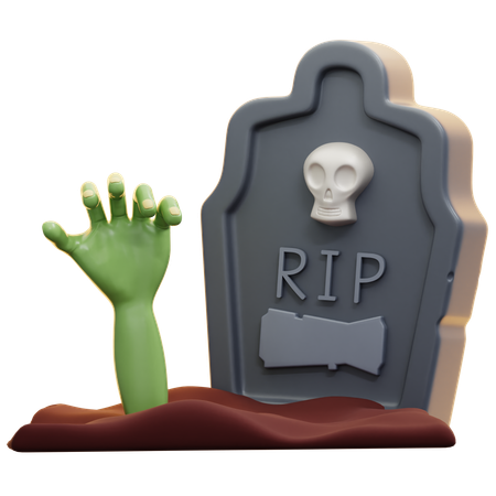 Main de zombie sortant de la tombe  3D Icon