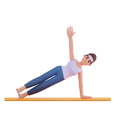 Pose de yoga avec support à la main  3D Illustration