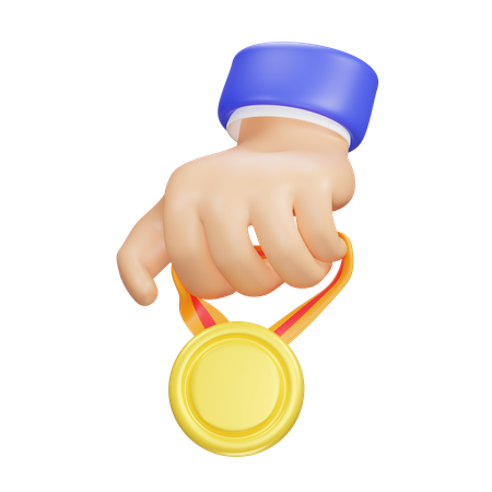 Main et médaille d'or  3D Icon