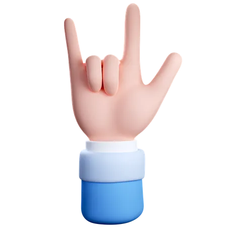 Geste de signe de roche de main  3D Icon