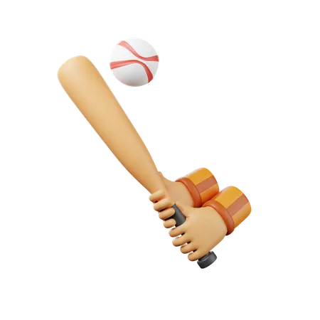 Main, saisir, baseball  3D Illustration