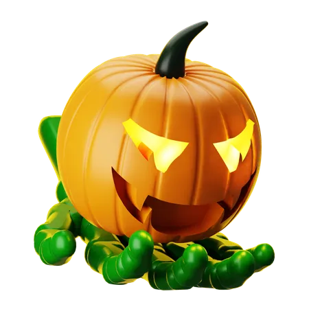 Main squelette avec citrouille d'Halloween  3D Icon