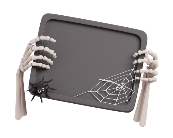 Main squelette tenant une pancarte  3D Icon