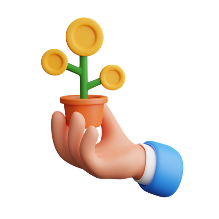 Main tenant des plantes à pièces  3D Icon