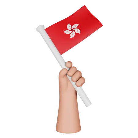 Main tenant le drapeau de hong kong  3D Icon