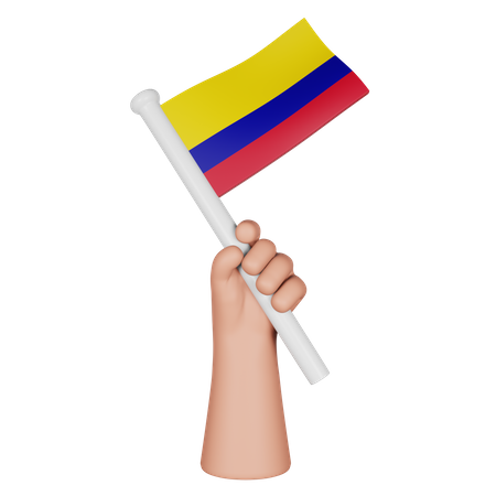 Main tenant le drapeau de la Colombie  3D Icon