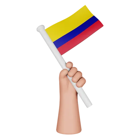 Main tenant le drapeau de la Colombie  3D Icon