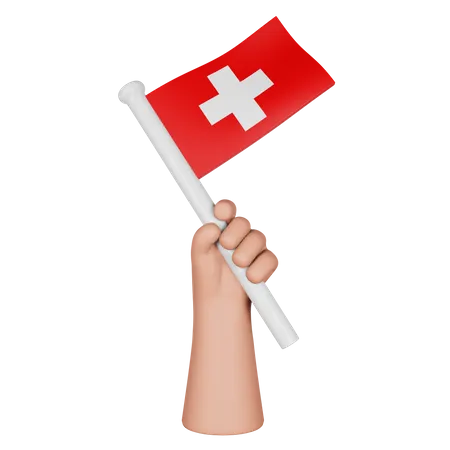 Main tenant le drapeau de la suisse  3D Icon