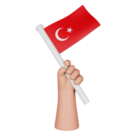 Main tenant le drapeau de la turquie  3D Icon