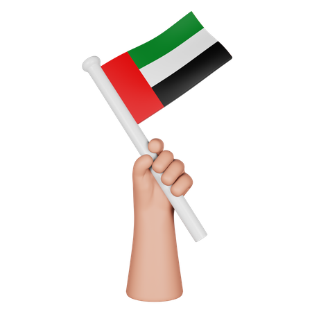 Main tenant le drapeau des Émirats arabes unis  3D Icon