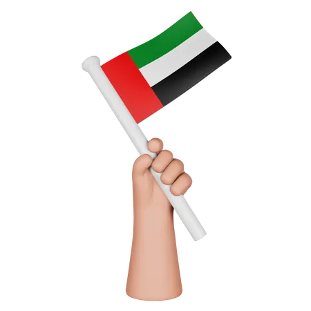 Main tenant le drapeau des Émirats arabes unis  3D Icon