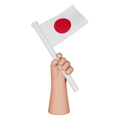 Main tenant le drapeau du japon  3D Icon