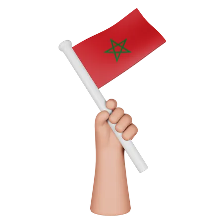 Main tenant le drapeau du maroc  3D Icon