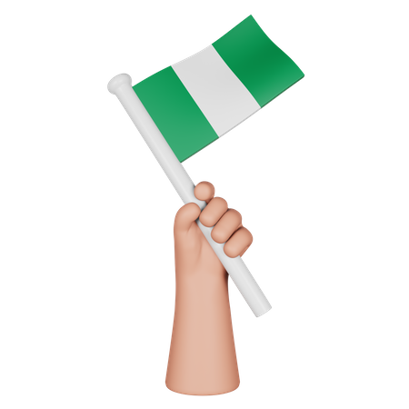 Main tenant le drapeau du nigeria  3D Icon