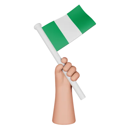 Main tenant le drapeau du nigeria  3D Icon