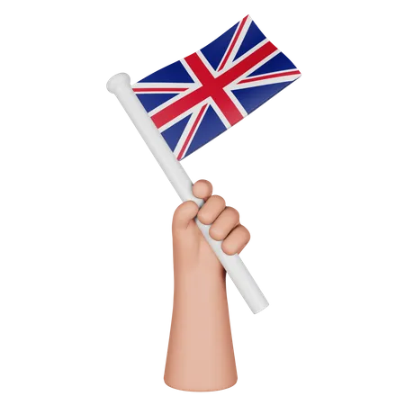 Main tenant le drapeau du royaume-uni  3D Icon