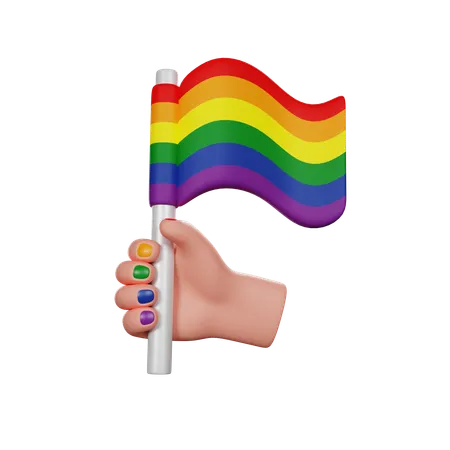 Main tenant le drapeau lgbtq  3D Icon