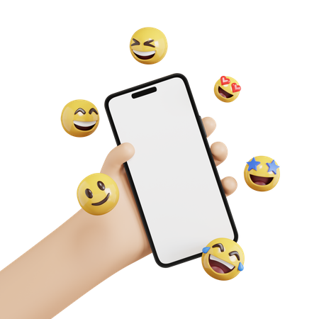 Main tenant le téléphone avec Emoji  3D Icon