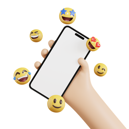 Main tenant le téléphone avec Emoji  3D Icon