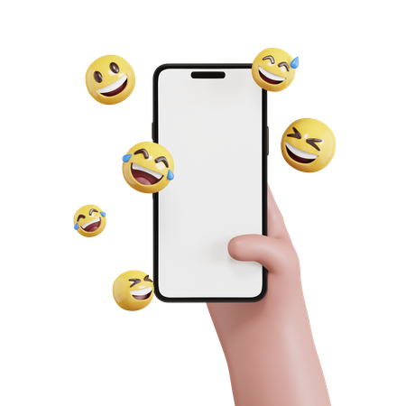 Main tenant le téléphone avec Emoji  3D Icon