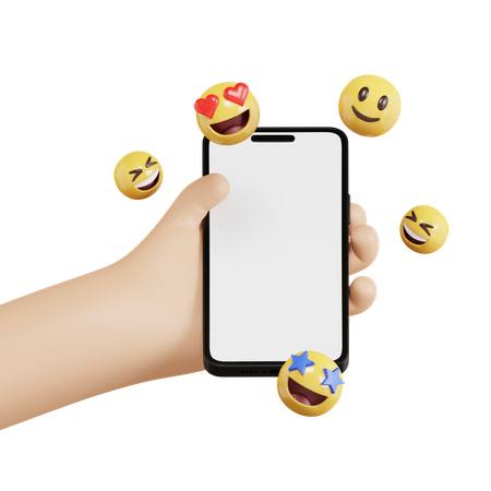 Main tenant le téléphone avec Emoji  3D Icon