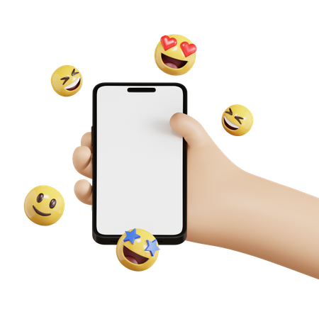 Main tenant le téléphone avec Emoji  3D Icon