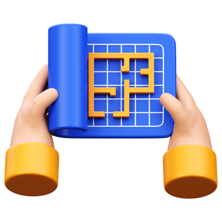 Main tenant un plan bleu  3D Icon