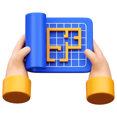 Main tenant un plan bleu  3D Icon