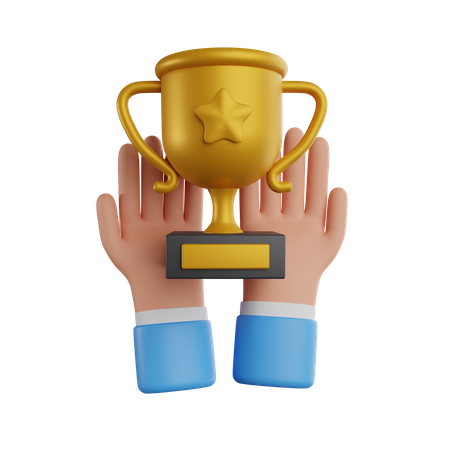 Main tenant le trophée  3D Illustration