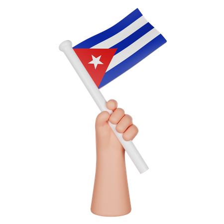 Main tenant un drapeau de Cuba  3D Icon