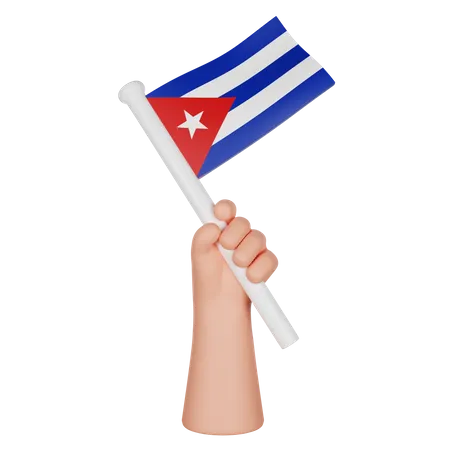 Main tenant un drapeau de Cuba  3D Icon