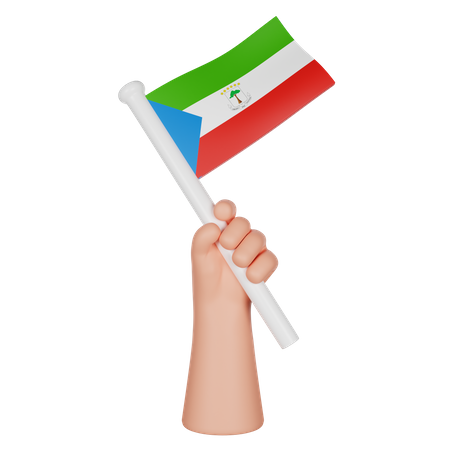 Main tenant un drapeau de la Guinée Khatulistiwa  3D Icon