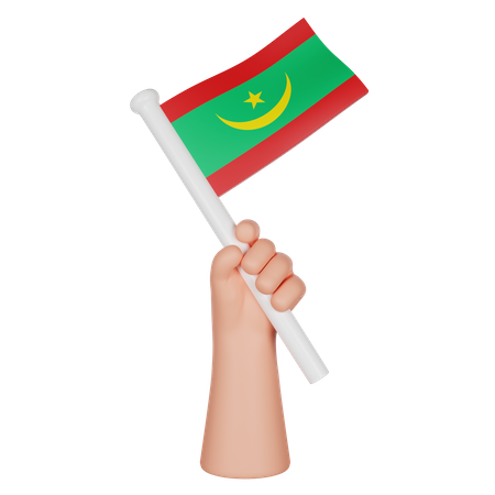 Main tenant un drapeau de la mauritanie  3D Icon