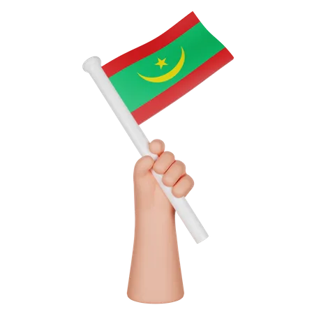 Main tenant un drapeau de la mauritanie  3D Icon