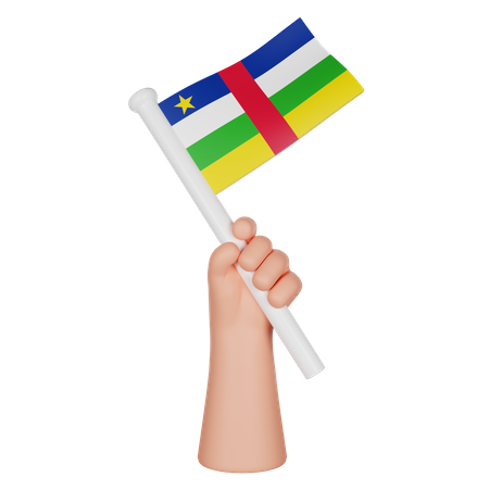 Main tenant un drapeau de la république centrafricaine  3D Icon