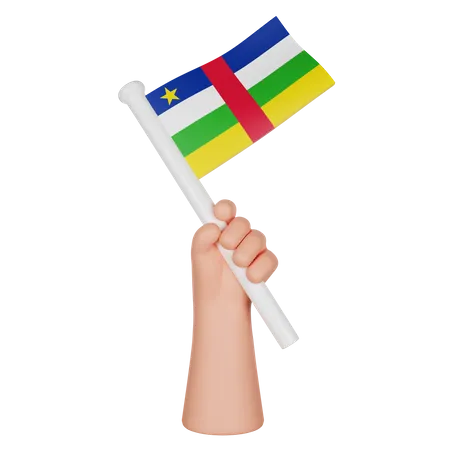 Main tenant un drapeau de la république centrafricaine  3D Icon