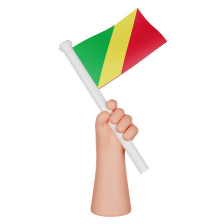Main tenant un drapeau de la république du congo  3D Icon