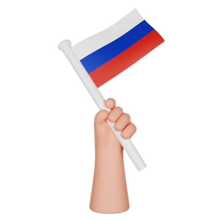 Main tenant un drapeau de la Russie  3D Icon