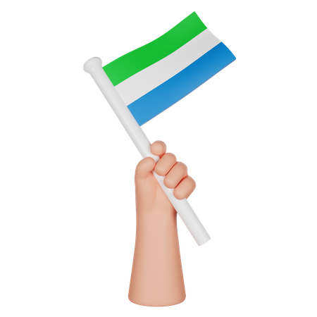 Main tenant un drapeau de la Sierra Leone  3D Icon