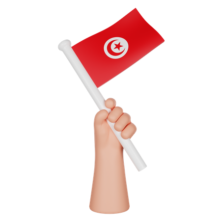 Main tenant un drapeau de la tunisie  3D Icon