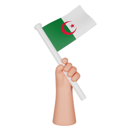 Main tenant un drapeau de l'Algérie 3D Icon