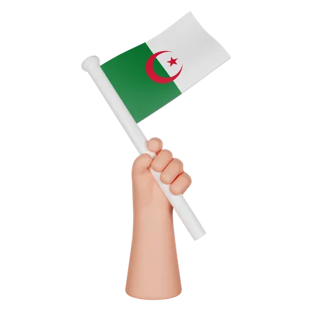 Main tenant un drapeau de l'Algérie  3D Icon