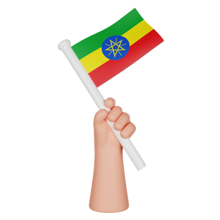 Main tenant un drapeau de l'Éthiopie  3D Icon