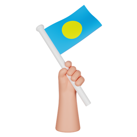 Main tenant un drapeau des Palaos  3D Icon