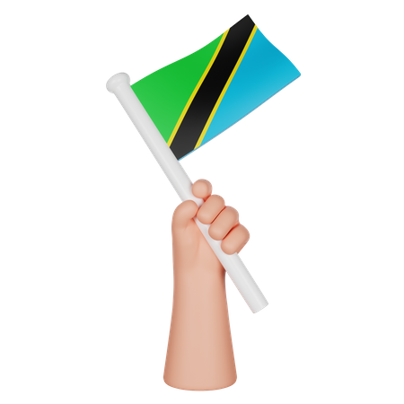 Main tenant un drapeau de la tanzanie  3D Icon