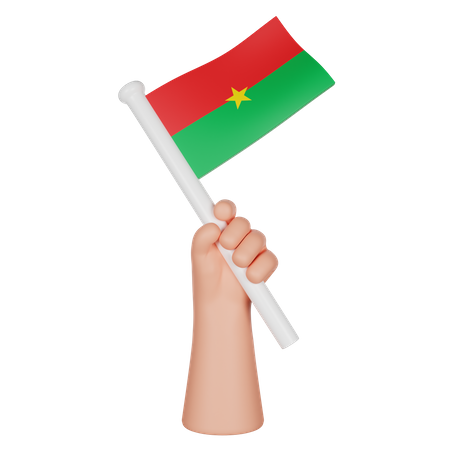 Main tenant un drapeau du burkina faso  3D Icon