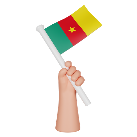 Main tenant un drapeau du cameroun  3D Icon