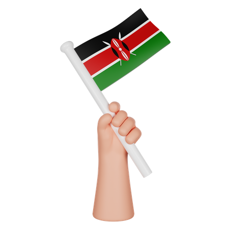 Main tenant un drapeau du Kenya  3D Icon